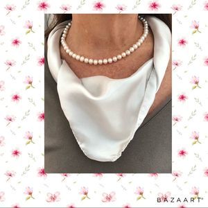 Silk Satin Ivory white Scarf or Dog Bandana 13" by 13" Pet Charity